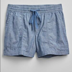 Gap Women's Shorts Size Large Chambray Blue Cotton Drawstring Adult Lightweight